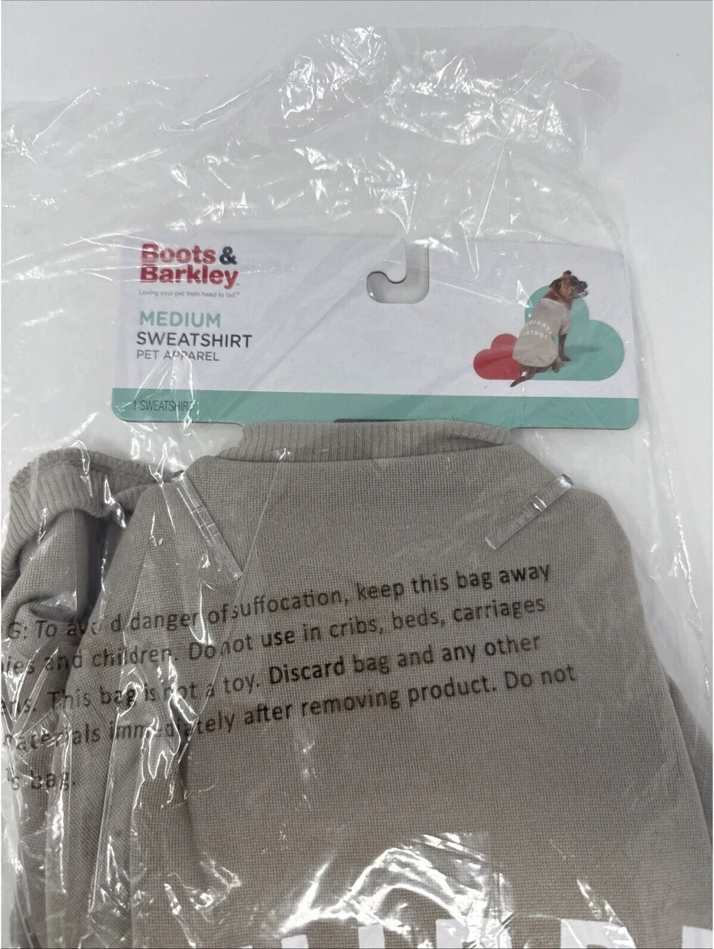Boots & Barkley Medium sweatshirt pet apparel Squirrel Patrol Tan Dogs Or Cats